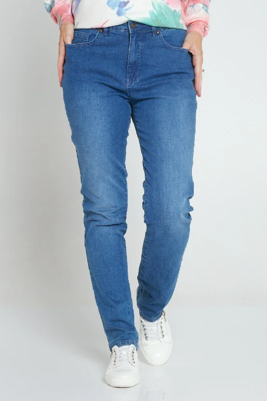 Orientique Straight Leg Jeans - Washed Denim Comfortable Jogger Style Jeans