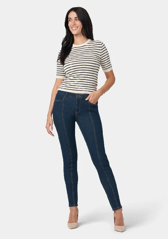 Jessi Skinny Jeans with Seam Detail Trendy Layered Pocket Jeans