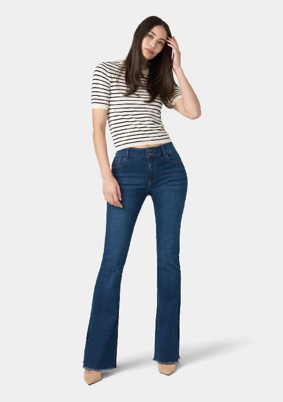 Tall Olivia Flare Jeans With Slit Stylish High-Waist Skinny Denim