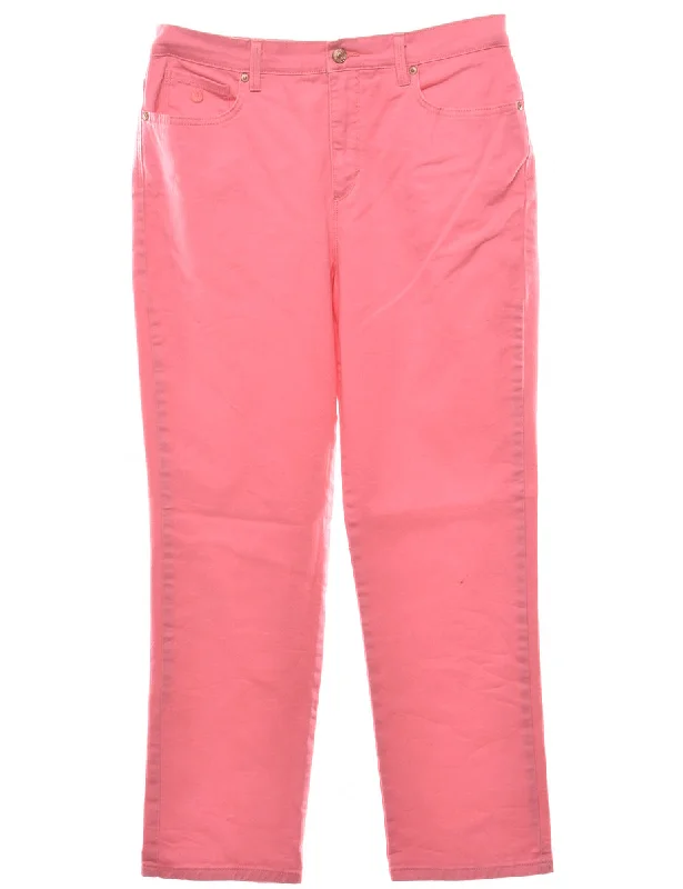 Pink Straight Fit Jeans - W33 L28 Stylish Relaxed Fit Skinny Jeans