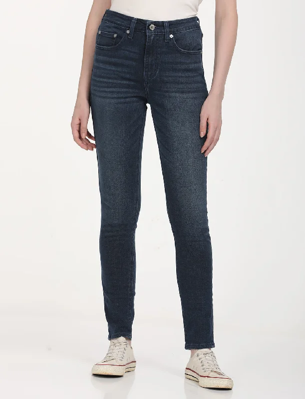 Women's High Rise 721 Skinny Navy Jeans Stylish High-Waist Jeans