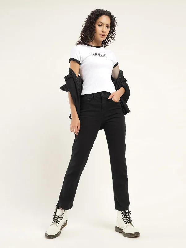 Women's High Rise 724 Slim Straight Fit Jeans Elegant Wide-Leg Jeans