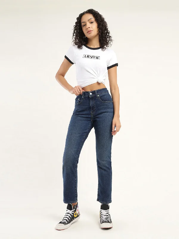 Women's High Rise 724 Slim Straight Fit Jeans Fashionable Mom Jeans