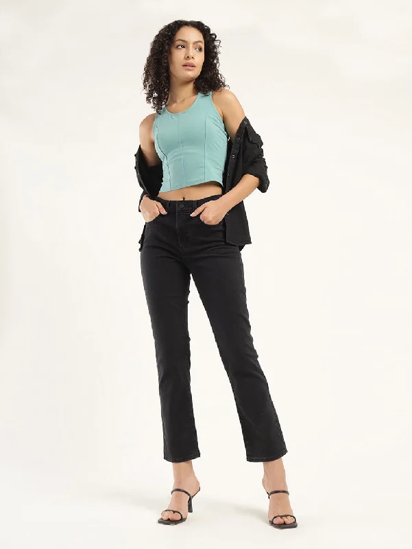 Women's High Rise 724 Slim Straight Fit Jeans Chic Ripped Jeans