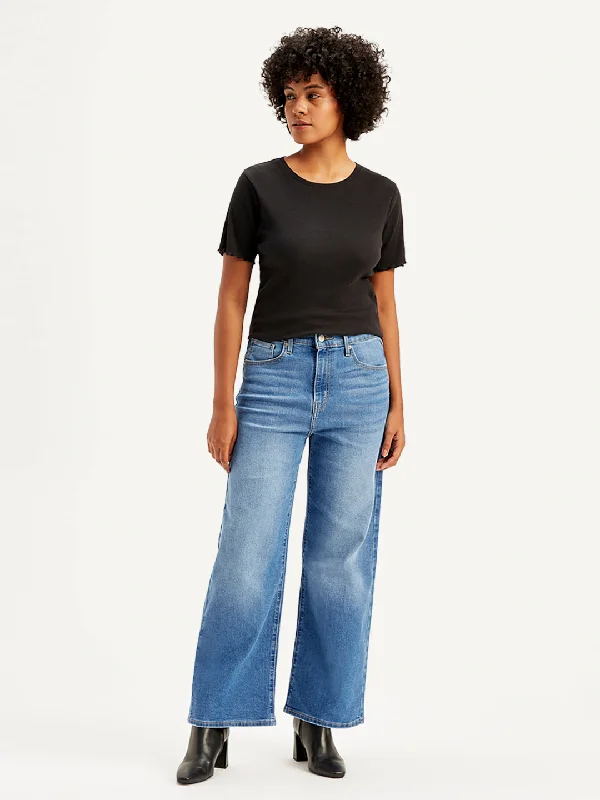 Women's High Rise Wide Leg Jeans Elegant High-Waisted Flared Jeans