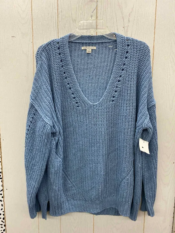 American Eagle Blue Womens Size M/L Sweater Solid Print Embellished