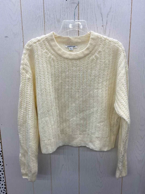 American Eagle Cream Womens Size XS/S Sweater Herringbone Houndstooth Plaid