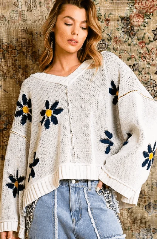 Berber Floral Chenille Sweater Elegant Classic Vintage