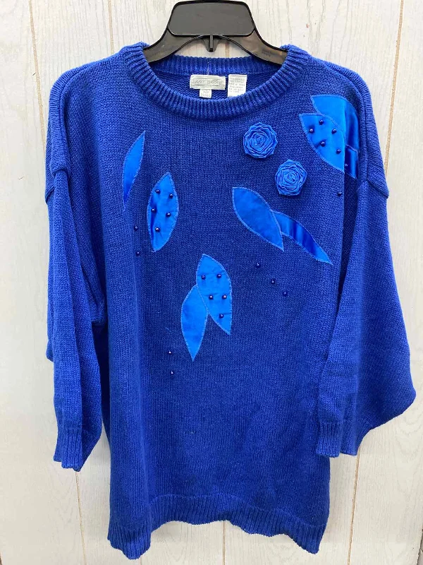 Blue Womens Size 24W Sweater Lace Blend Ribbed Blend Corduroy Blend