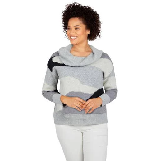 Camouflage Cowl Neck Sweater Sweater Knitwear Pullover