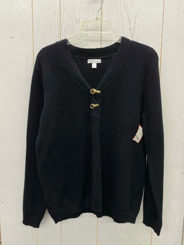 Charter Club Black Womens Size XL Sweater Satin Blend Silk Blend Wool Blend