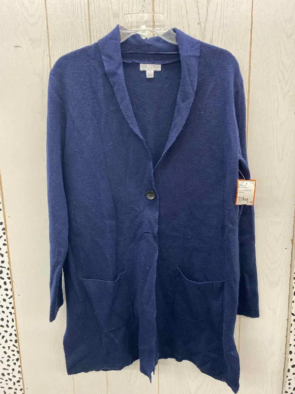 Charter Club Blue Womens Size M Sweater Neon Metallic Matte