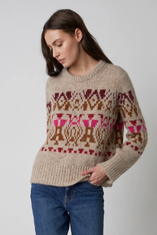 CHEYENNE FAIR ISLE SWEATER Hooded Caped Shawl Collar