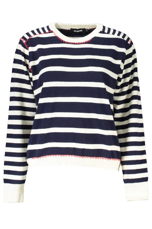 Blue Cotton Women Sweater Slim Fit Regular Fit Oversized