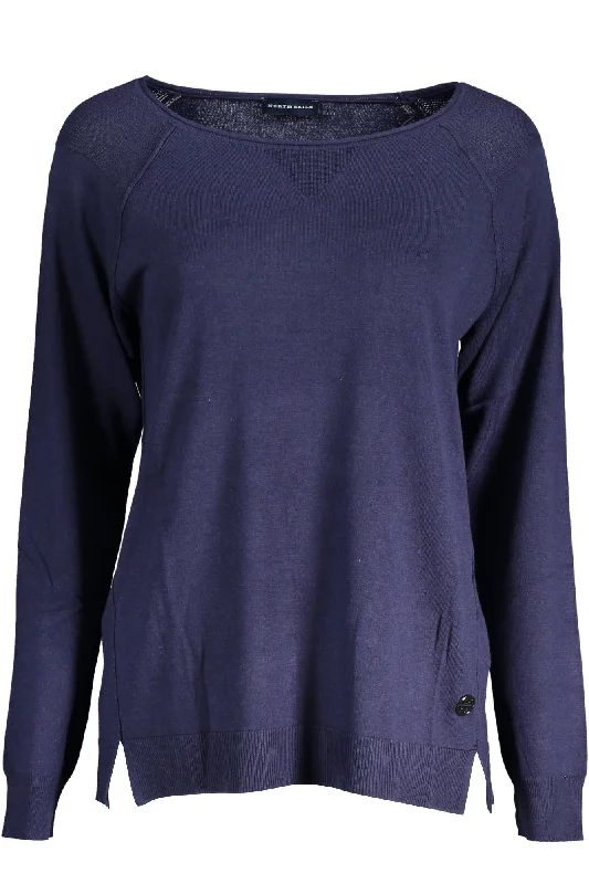 Blue Viscose Women Sweater Beaded Sweater Sequined Faux Fur