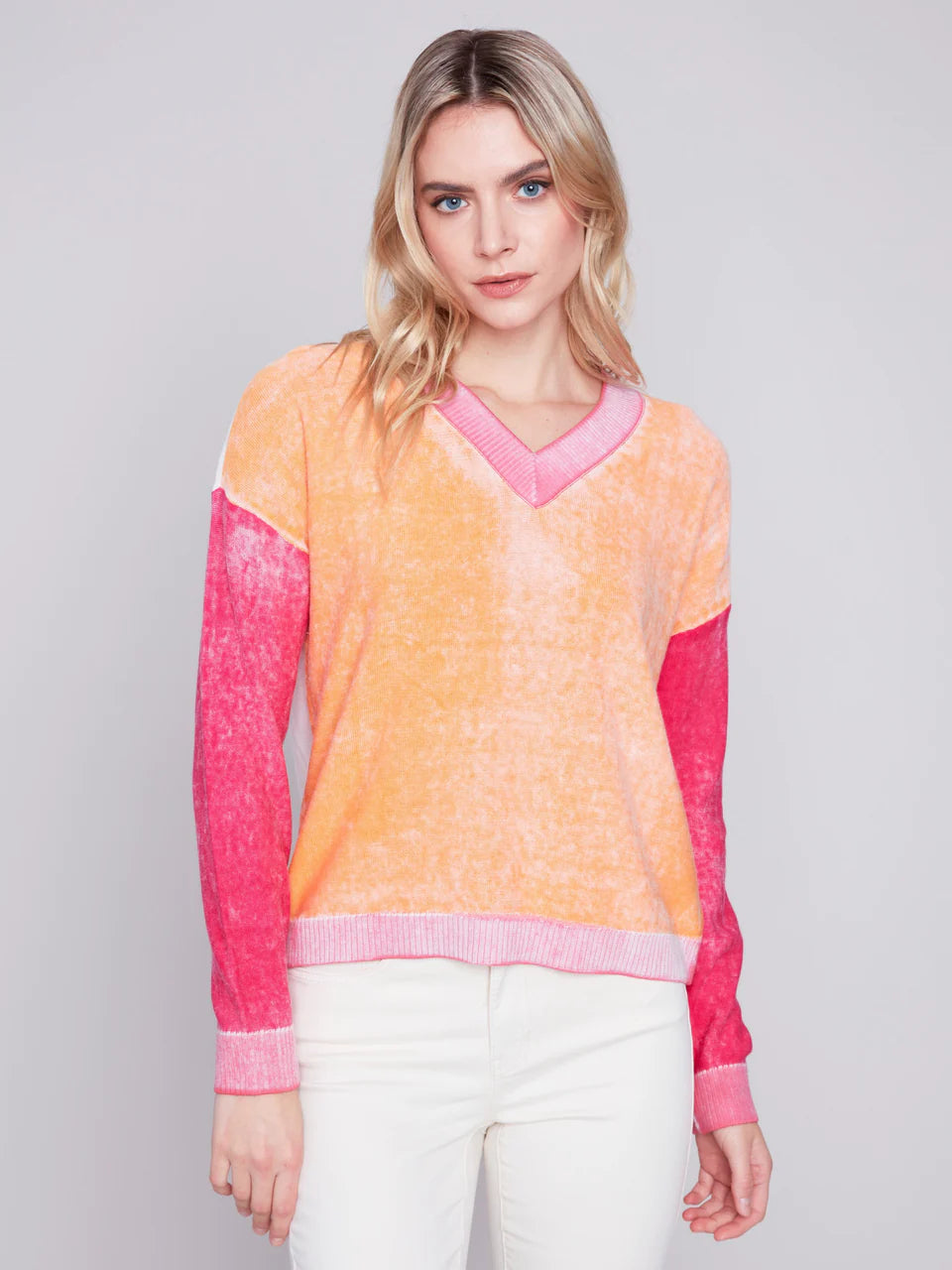 COLOUR BLOCK COTTON SWEATER Oversized Loose Flowy
