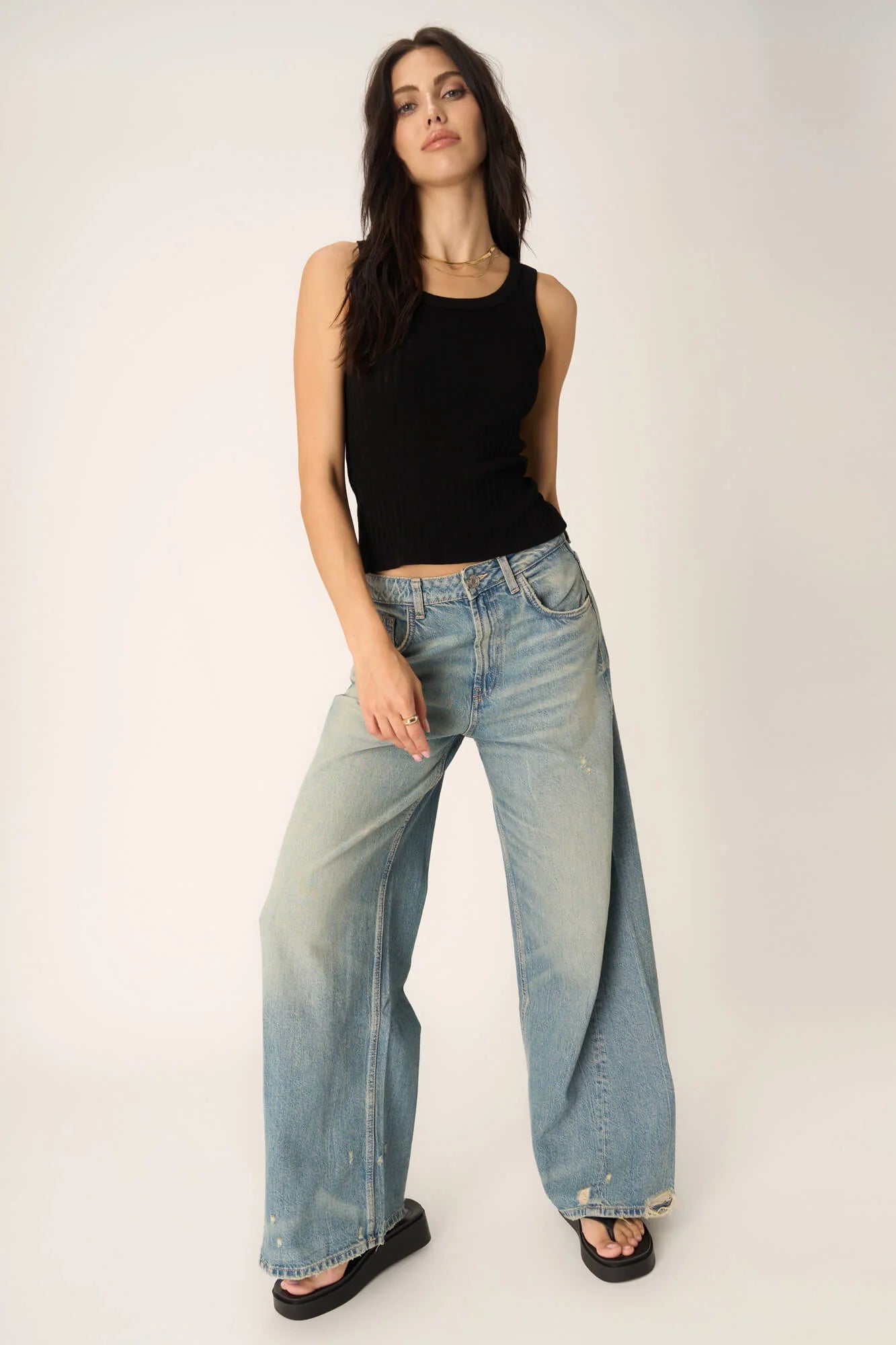 COOPER SWEATER RIB TANK Embroidered Appliqued Beaded
