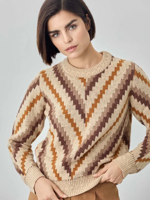 Crew Neck Jacquard Sweater in Merino Wool Blend Chenille Fabric Brocade Fabric Lace Fabric Crew Neck Jacquard Sweater in Merino Wool Blend Chenille Fabric Brocade Fabric Lace Fabric