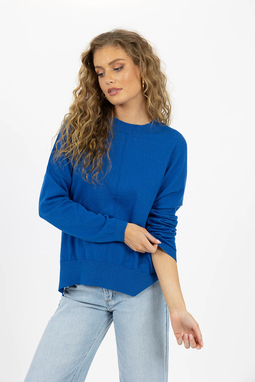 Klara  Sweater Blue Cable Knit Ribbed Knit Lace Knit