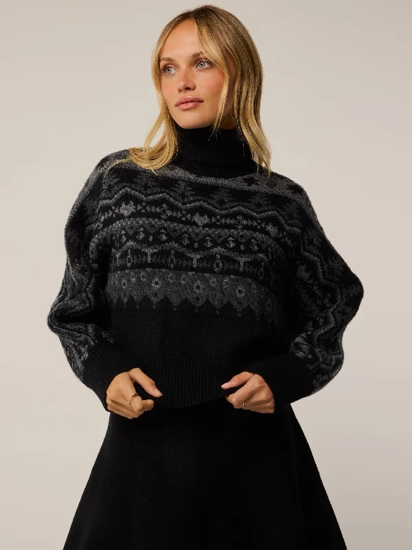 Koko Jacquard Crop Sweater Thin Thick Dense