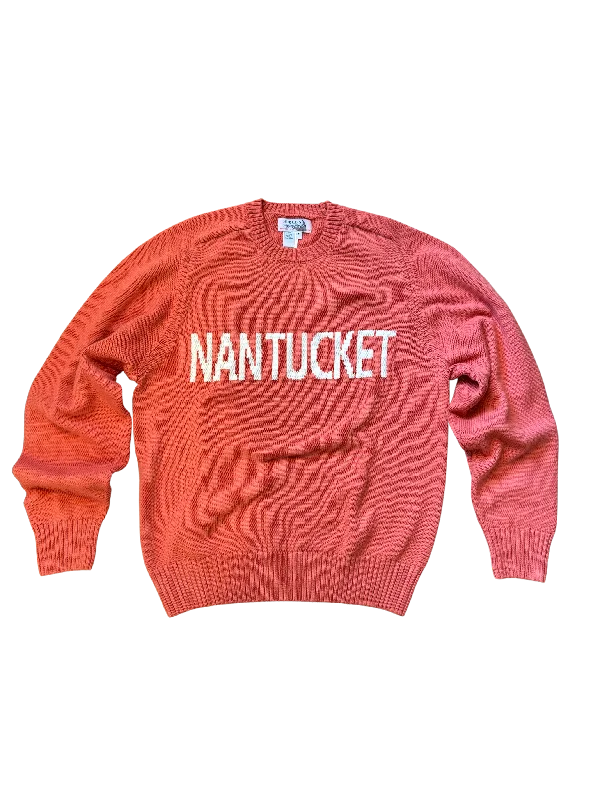 Ladies Crewneck Sweater Nantucket Red w/ Nantucket Modern Contemporary Chic