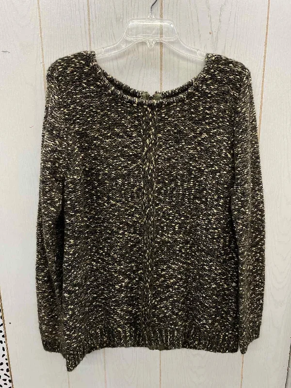 M. Rena Brown Womens Size L Sweater Mesh Blend Leather Blend Suede Blend