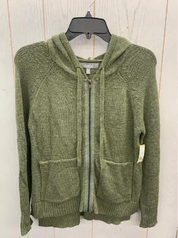 Marled Olive Womens Size XS Sweater Real Fur Shearling Chenille