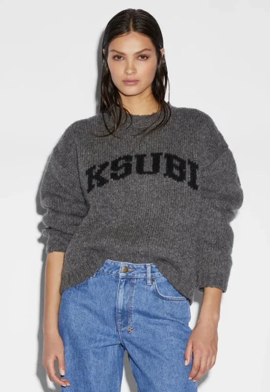 Moment Sweater Charcoal Chenille Brocade Lace