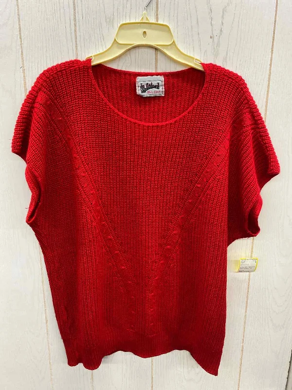 Red Womens Size L Sweater Striped Floral Plaid