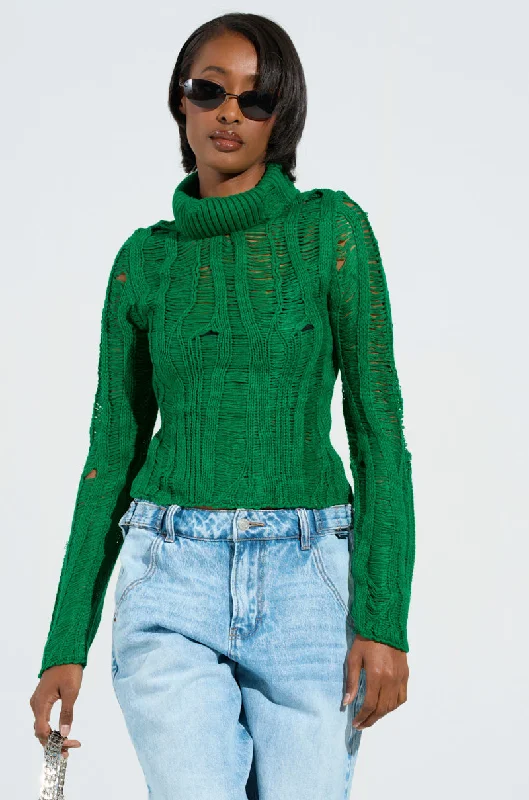 SEXY LOOSE WEAVE HIGH NECK SWEATER IN GREEN Rayon Fabric Velvet Fabric Corduroy Fabric SEXY LOOSE WEAVE HIGH NECK SWEATER IN GREEN Rayon Fabric Velvet Fabric Corduroy Fabric