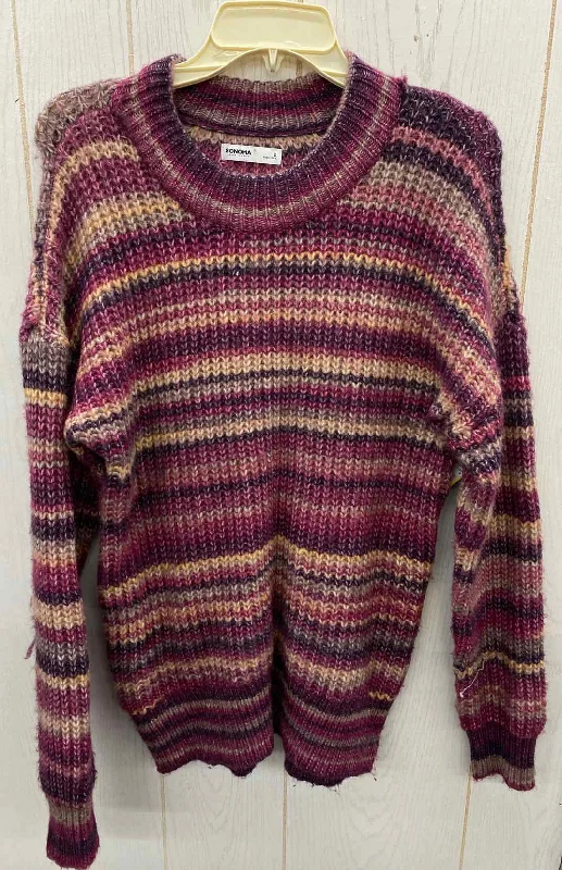 Sonoma Purple Womens Size Small Sweater Mesh Sweater Canvas Denim