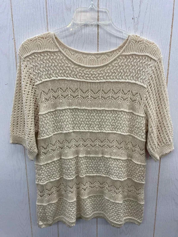 Tan Womens Size L Sweater Open Front Closed Front Wrap Front