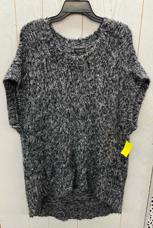 TopShop Gray Womens Size M Sweater Beaded Sweater Sequined Faux Fur