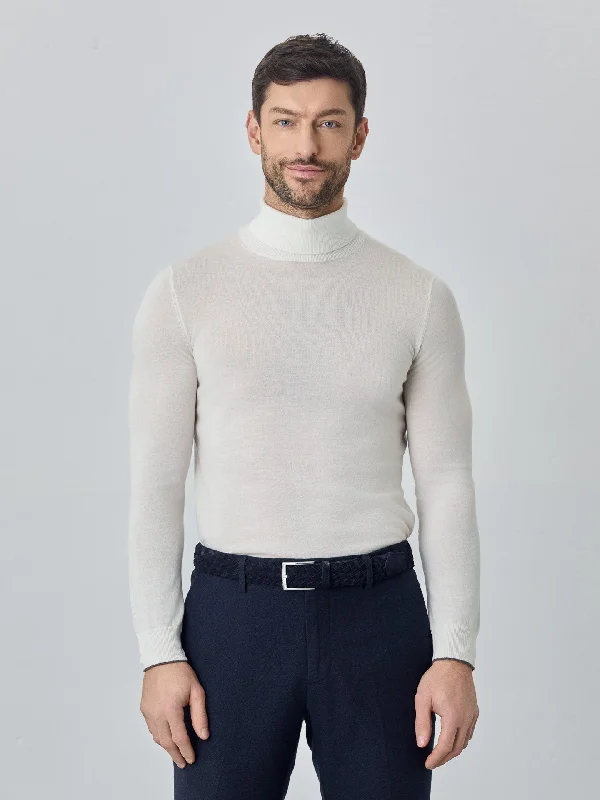 Turtleneck Sweater With Long Sleeves In Extra Fine Merino Wool Satin Fabric Silk Fabric Chiffon Fabric Turtleneck Sweater With Long Sleeves In Extra Fine Merino Wool Satin Fabric Silk Fabric Chiffon Fabric
