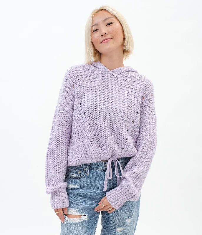 Aeropostale Cinch-Tie Cropped Hooded Sweater*** Casual Formal Business