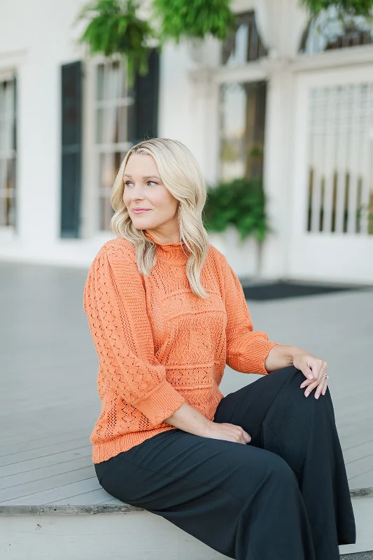Camelia Crochet Sweater Notch Collar Peter Pan Collar Cowl Neck