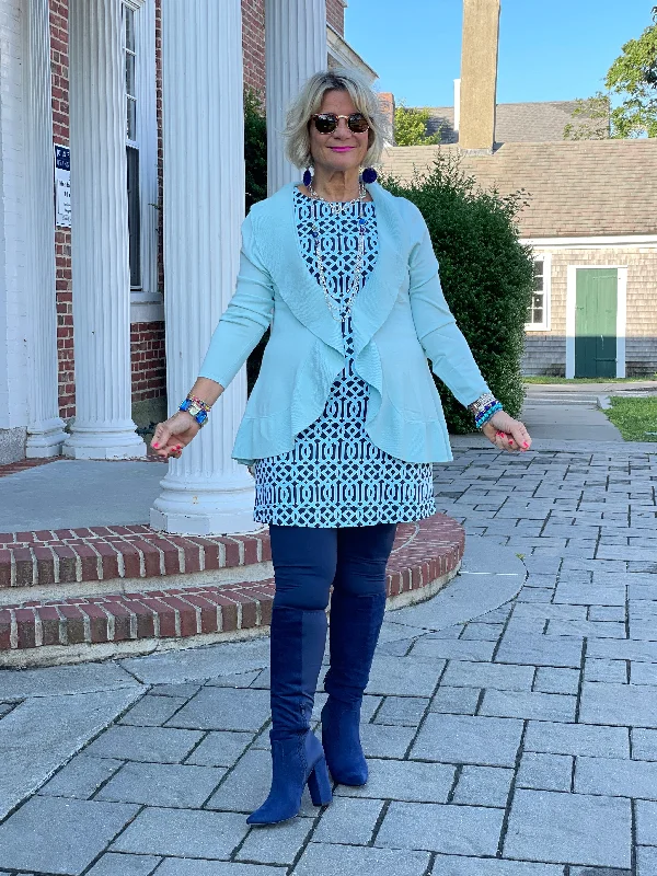 CAROLINE PALE BLUE RUFFLE SWEATER Long Sweater Short Sweater Cropped Sweater