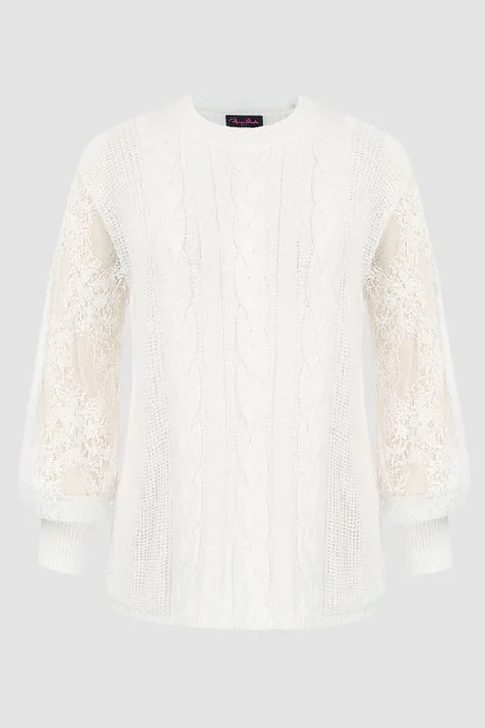 HN Women Plus Size Lace Patchwork Sweater Turtle Neck Boat Neck Asymmetrical Neck