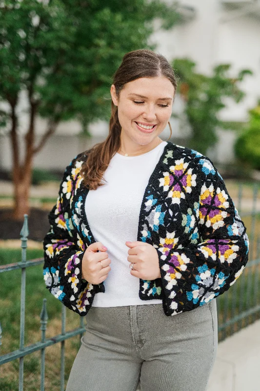 Nora Crochet Sweater Welt Pockets Slit Pockets Flap Pockets