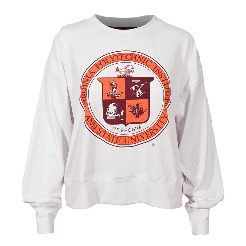 Virginia Tech Women's Walk-Off Ribbed Long-Sleeve Sweater Spandex Rayon Corduroy
