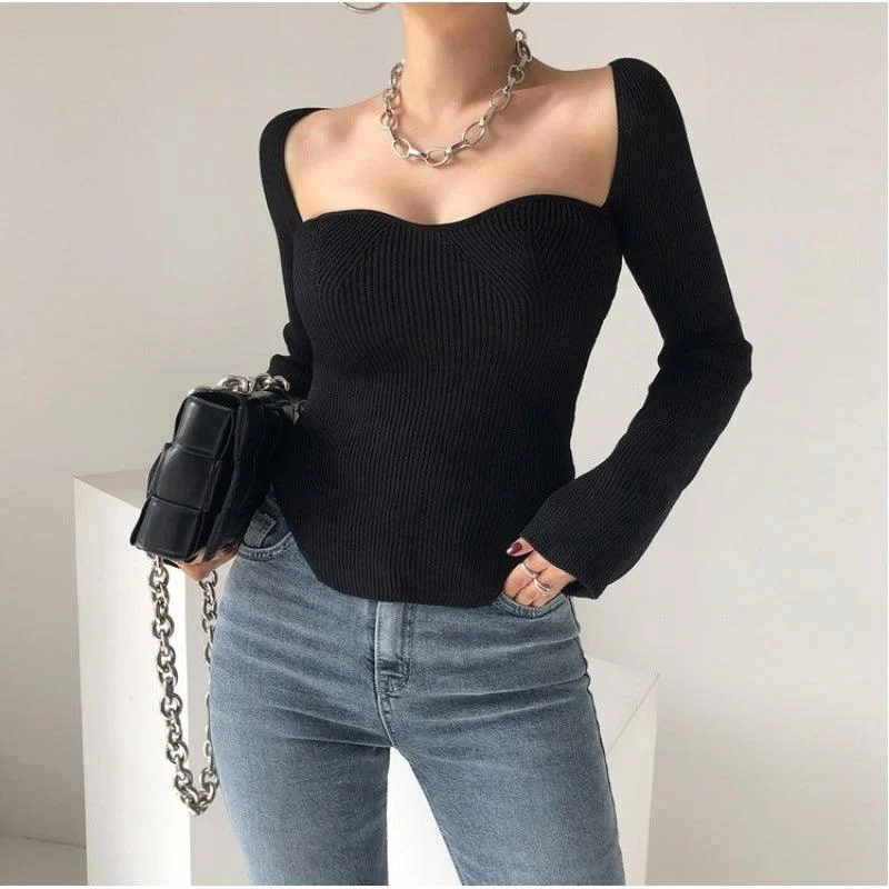 Irregular Design Sweater Thin Sweater Bright Pastel Dark