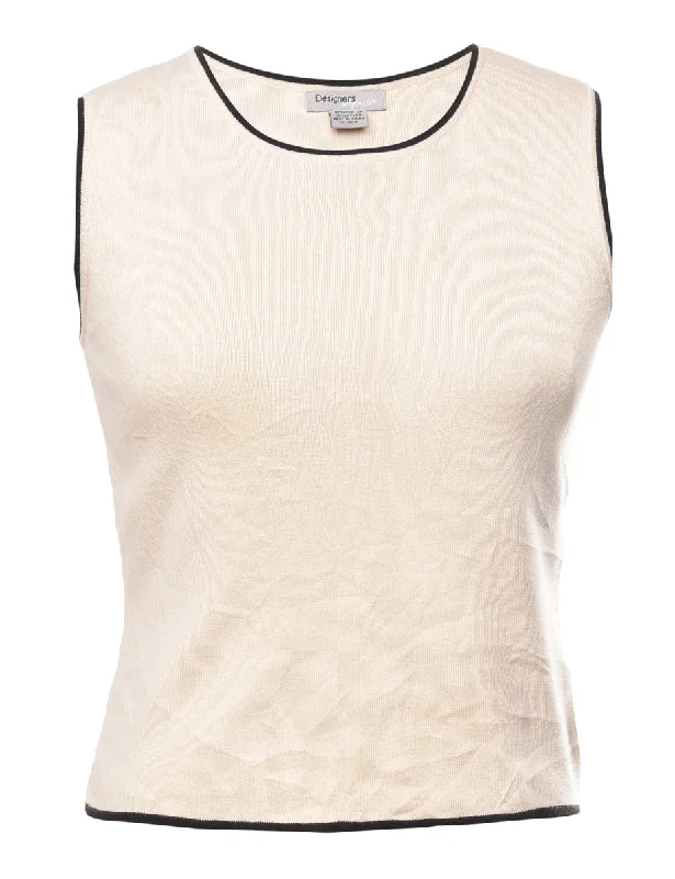 Ivory Sweater Vest - S Beaded Sweater Sequined Faux Fur