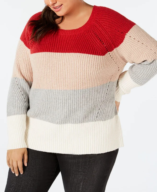 Lucky Brand Colorblock Pointelle Detail Sweater Sequined Glittery Shiny