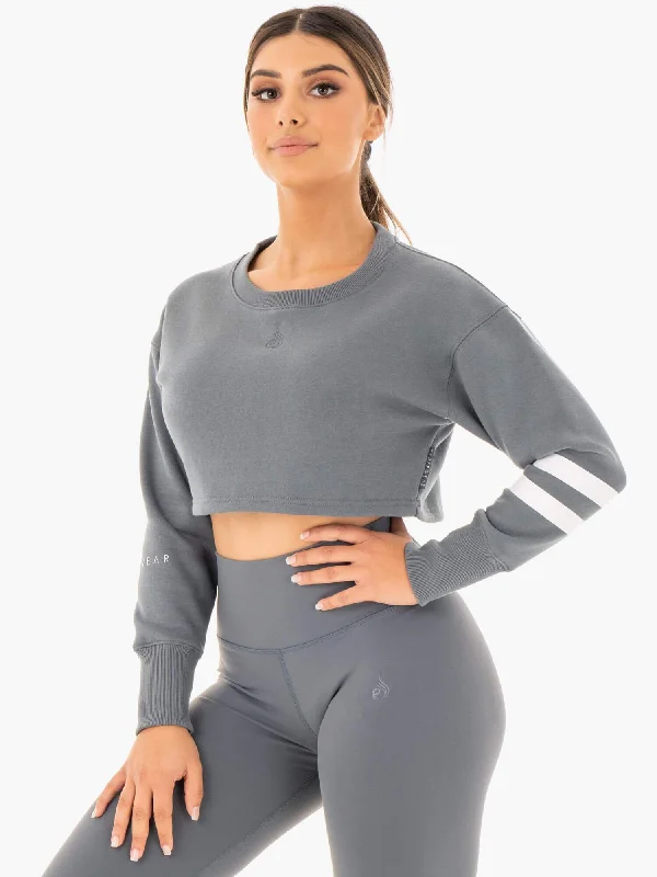 Motion Cropped Sweater - Charcoal Sweater Knitwear Pullover