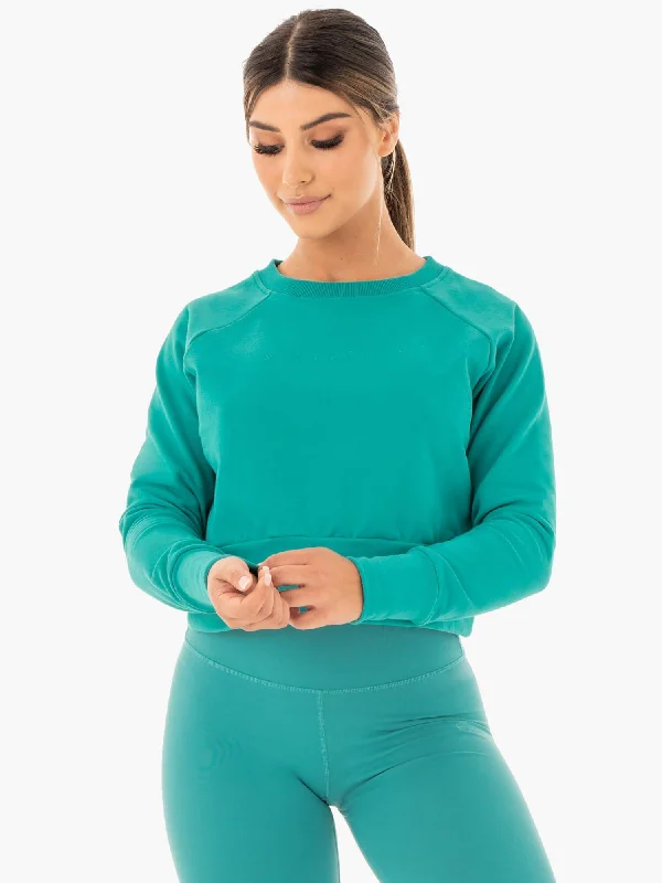 Motion Sweater - Teal Hooded Sweater Collared Sweater Shawl Collar