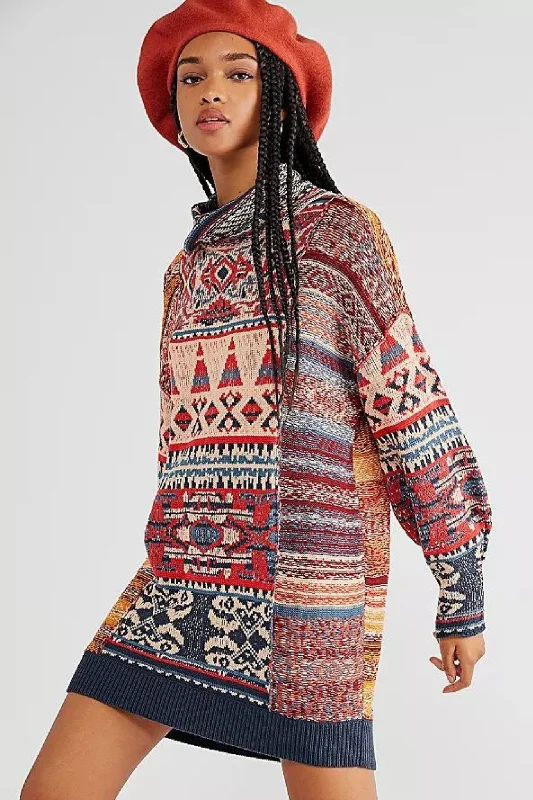 Free People: Taos Sweater Tunic Satin Blend Silk Blend Wool Blend