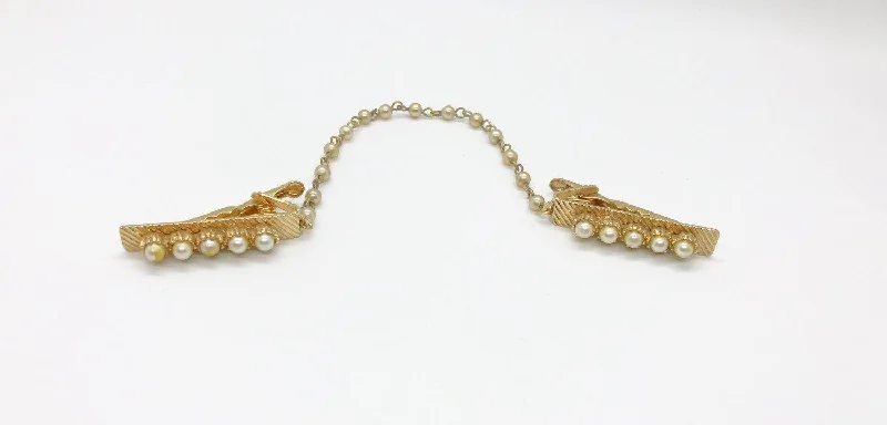 Vintage Sweater/ Scarf/ Shawl Clips with Faux Pearls Elegant Classic Vintage