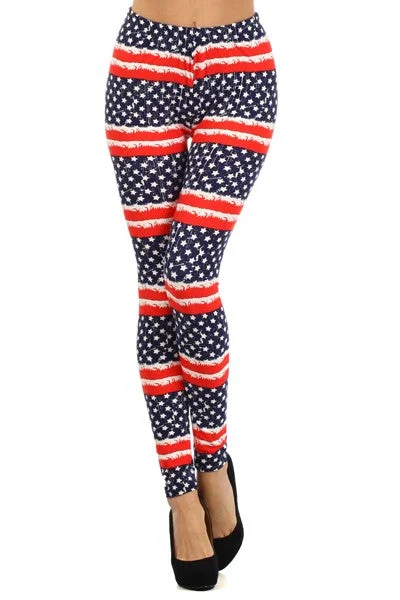 Distressed Flag Peach Skin Leggings