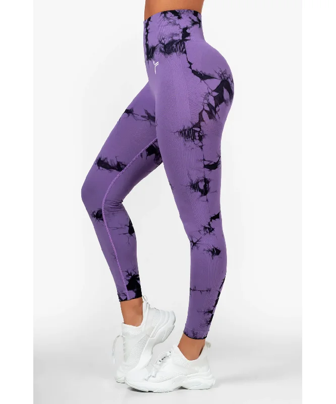 Famme Light Purple Tie Dye Scrunch Leggings