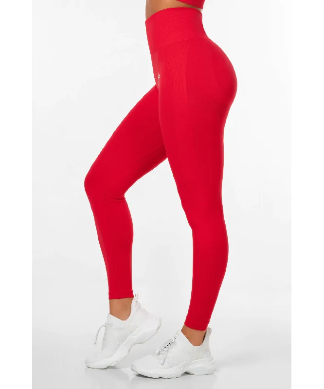 Famme Peach Scrunch Seamless Leggings Red